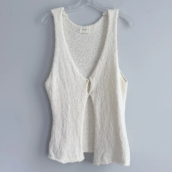 DISSH DION OFF WHITE BOUCLE KNIT VEST M Ivory Textured Boho Minimalist Top - Picture 6 of 12